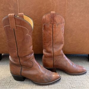 J CHISHOLM Mens Leather Cowboy Boots size 8 D